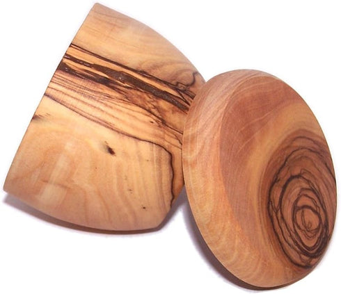 Holy Land Market Handcrafted olive wood Salt/Sugar keeper (3" in diameter) - Asfour Outlet Trademark...