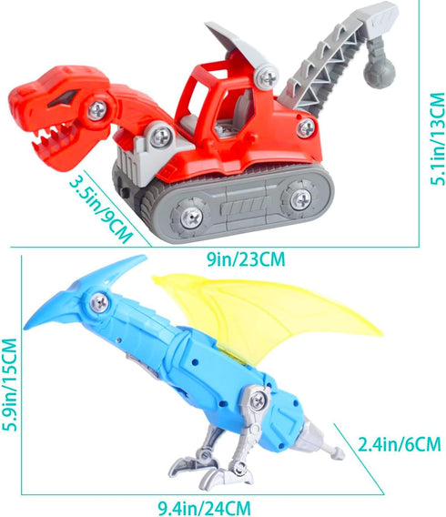Take Apart Dinosaur Toys:2 pcs Stem buliding Toys for 3-8 Years Old Boys , Educational construction toys with Electric Drill? Party Christmas Birt...