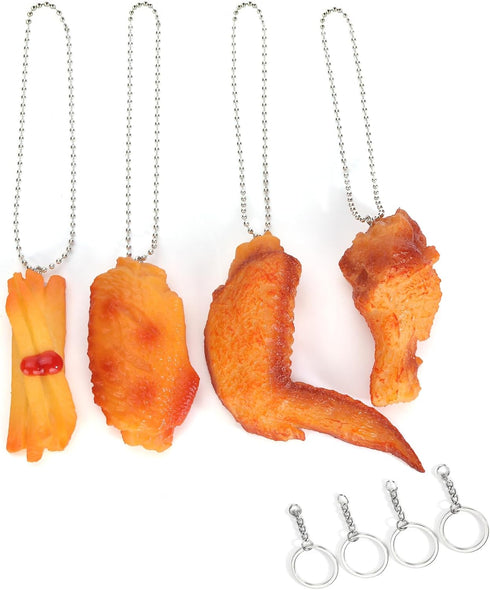 4pcs Fake Chicken Food Car Mirror Decor Hanging Funny Car Ornament Accessories Gag Gifts for Women Men...