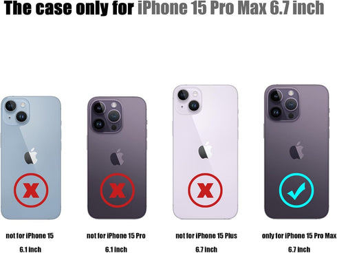 Nvollnoe Compatible with iPhone 15 Pro Max Case with Card Holder Heavy Duty Protective Dual Layer Shockproof Hidden Card Slot Slim Wallet Phone Co...