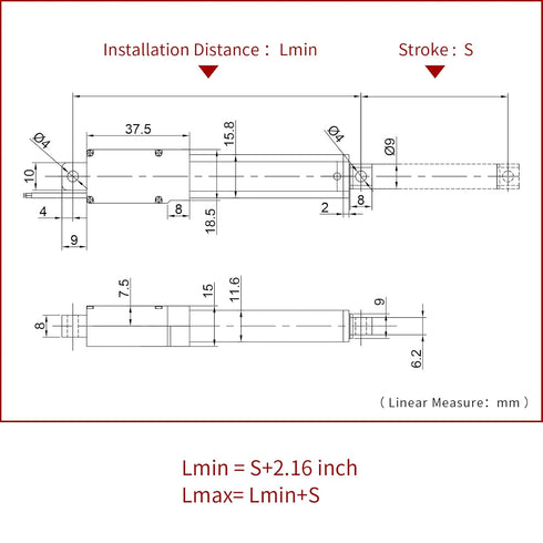 Stroke 10mm 40N IP54 Stroke 0.4" Force 8.81 lbs High-Speed 0.6"/sec Linear Actuator 12v Linear Motion actuators Linear servo for Fan Blades Cabine...