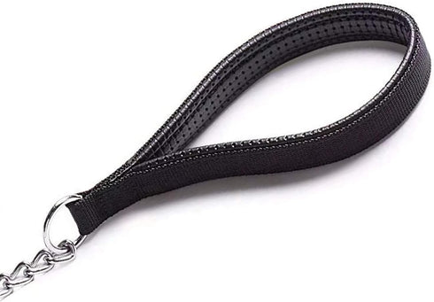 7 Feet Chain Leash Chew Proof Metal Dog Leash with Soft Padded Handle.(6 Feet, Black)...