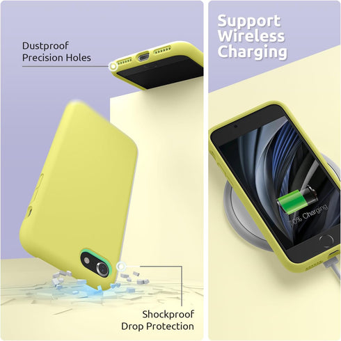 SURPHY Designed for iPhone SE Case, iPhone 8 Case, iPhone 7 Case, Liquid Silicone Phone Case for iPhone se 3rd 2nd SE 2022 SE 2020, Yellow...