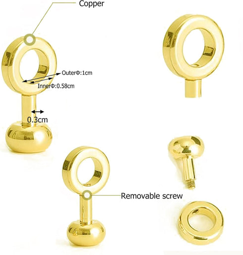 2Pcs Brass Ball Studs Rivets O/D Ring for Leather Crossbody Purse Craft,Small...