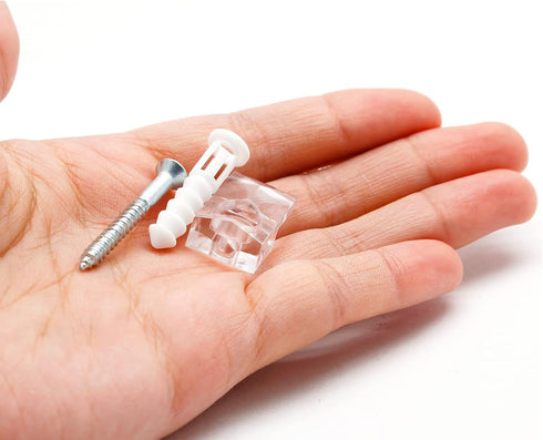24 Sets of Mirror Holder Clips Kit, Clear Plastic Mirror Mounting Clip Glass Retainer Clips Mirror Hanging Hardware with Screws for Fixing Mirror ...