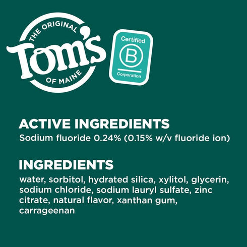 Tom's of Maine PureActiv Teeth + Gum Health* Natural Anticavity Toothpaste Gel 4.0oz , 3-Pack...