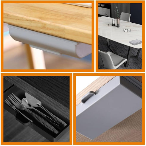 NUOBESTY 2Pcs Punch Storage Box hidden desk drawer under desk storage adhesive desk pencil tray self-stick storage organizer paste drawer for kitc...