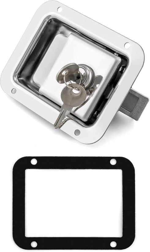 QWORK Travel Trailer Lock, 1 Pack, Stainless Steel Flush Mount Handle Latch Door Lock for Trucks, Tool Boxes, 1 Lock with 2 Keys...