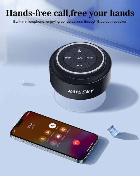 Shower Speaker Bluetooth Waterproof, Portable Wireless Waterproof Speaker for Pool, Floating IP67 Bathroom Speaker with Suction Cup for Camping Be...