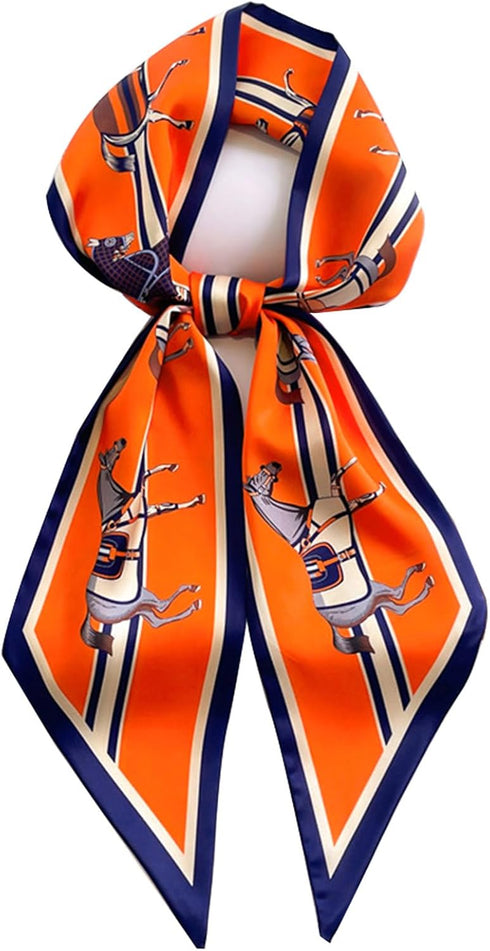 Silk Neck Scarf Printed Scarves Head Women'S Fashion Oblique Angle Satin Scarfs For Bag Hair 59” X 5.9”...