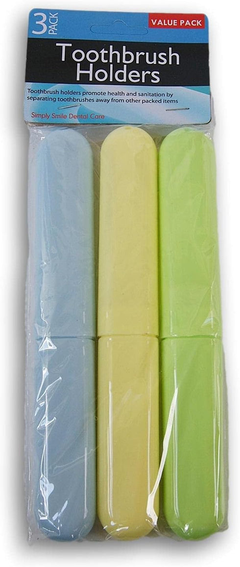 Travel Toothbrush Cases Container - Plastic Tooth Brush Holder Covers - 3 Pack (Colors Vary)...