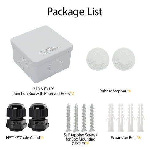 LeMotech Junction Box with Reserved Holes ABS Plastic Electrical Box IP55 Waterproof Dustproof Project Enclosure for Electronics White 3.1 x 3.1 x...