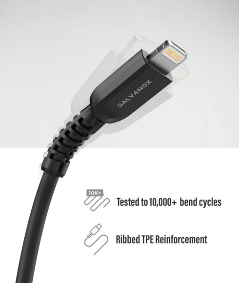 GALVANOX Short Lightning Charging Cable (3 Pack) Apple MFi Certified USB C to Lightning 1ft Braided Charger Cords Compatible with iPhone XR/11/12/...
