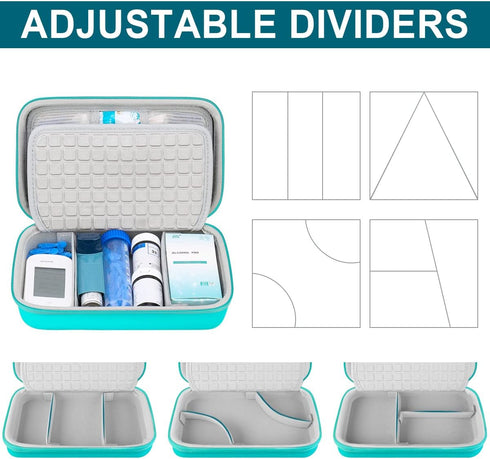 Canboc Diabetic Supplies Travel Case, Carrying Bag for Glucose Meter, Insulin Pens, Blood Sugar Test Strips, Lancets, Syringe, Medication, Alcohol...