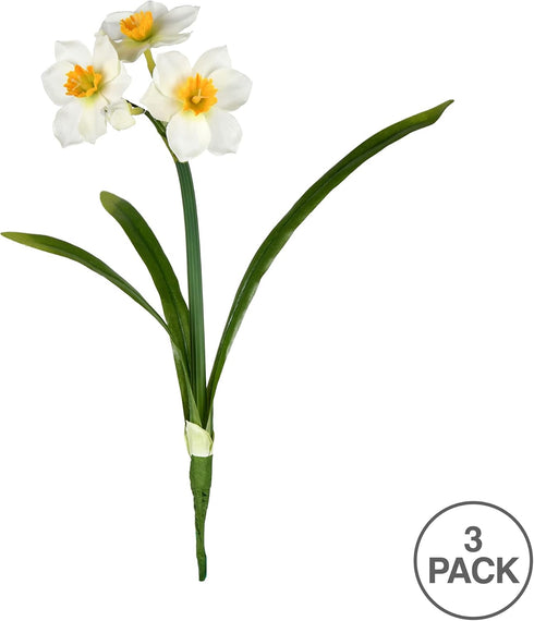 Vickerman 13‘’ Artificial Cream Narcissus Spray. Includes 3 Sprays per Pack....