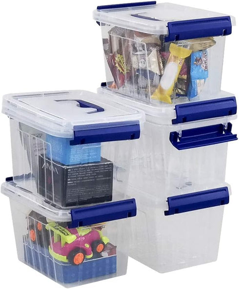 6-Pack 3 Liter Storage Box, Small Plastic Bin with Handle...