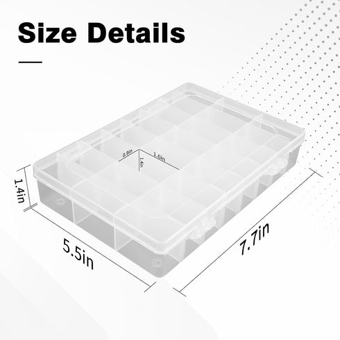 24 Grids Plastic Organizer Box With Dividers Clear Craft Storage Bead Organizer Box Earring Organizer Travel Pill Organizer Jewelry Organizer Stor...