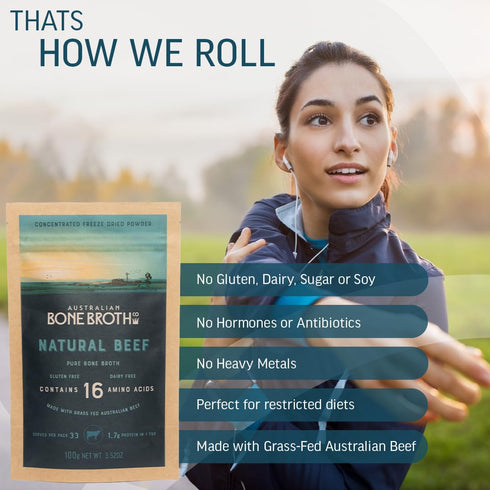 ABBCo 100% Australian Beef Bone Broth Concentrated Freeze-Dried Powder - Bone Broth Protein Powder, Natural Beef Flavor, Gluten and Dairy Free, Ze...