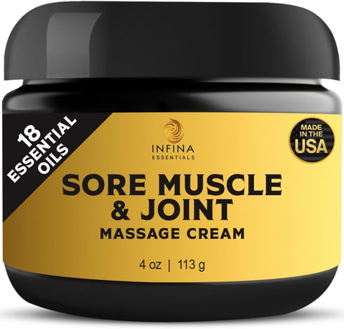 Sore Muscle & Joint Cream - Soothing Massage Relief for Neck, Back, Hands, Feet - Warming Hot Cream with Natural Essential Oils, Deeply Penetrates...