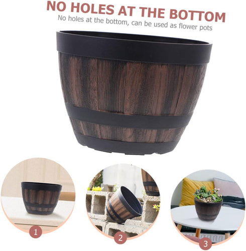 Outdoor Planter Home Cactus Indoor Style Garden Wooden Multi-Functional Flower Pots Bucket Wood Plant Bonsai Storage Round Whiskey Resin Container...