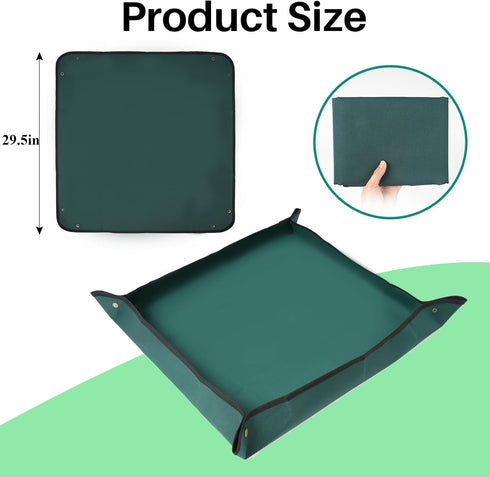 Oubest Plant Repotting Mat Thickened Oxford Fabric Indoor Plants Potting Mat 29.5"x29.5" Medium, Waterproof Transplanting and Dirt Control, Pottin...