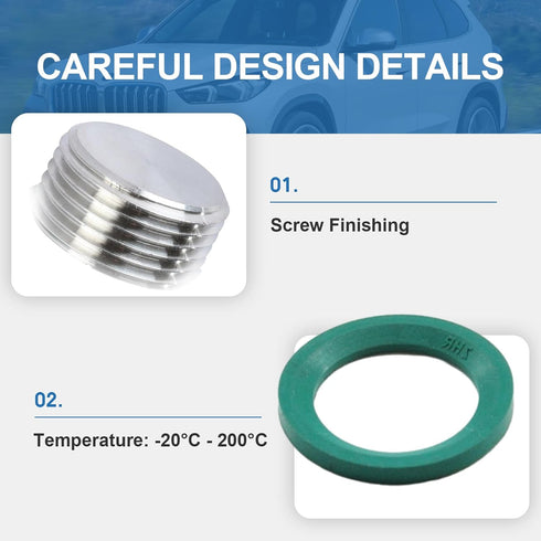 Engine Oil Pan Drain Plug with Seal Ring Compatible with for BMW E31 E39 E46 E60 E90 Z8 E52 Oil Pan Plug Standard Replace#24117552349...
