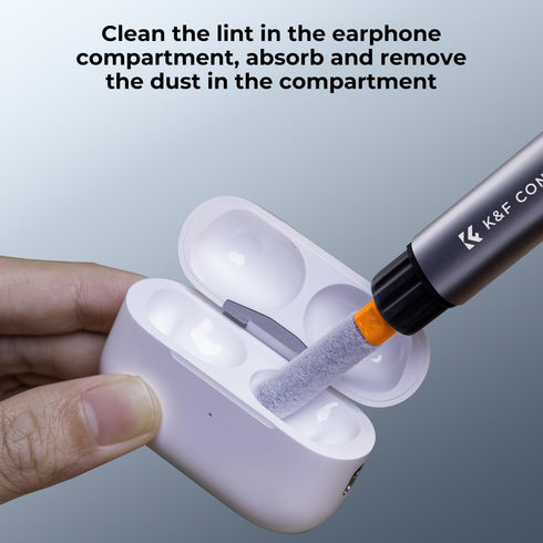K&F Concept Multifunctional Lens Cleaning Kit, Aluminium Alloy Lens Cleaning Pen*1 + Airpods Stripper*3 + Flocking Sponge*3 for Bluetooth Earphone...