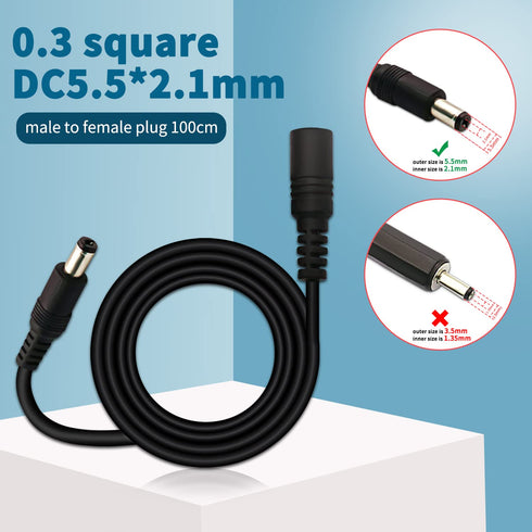 5Pcs Male to Female DC Extension Cable 3.3ft/1Meter, 5.5mm x 2.1mm Extension Cord DC Plugs Extension Cable 12V Led Extension Cables for CCTV Secur...