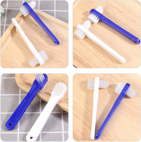 Healvian 8pcs Denture Cleaning Brush Denture Cleaner Set T-Shaped Denture Special Toothbrush Tool Bagged Denture with Hard Heads for Denture Care ...