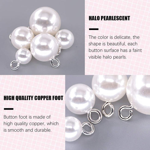 Swpeet 90Pcs 8mm 10mm 12mm 14mm 16mm White Pearl Bead Cap Half Ball Dome Metal Circle Hook Buttons Assortment Kit for Crafting Sewing Scarpbooking...