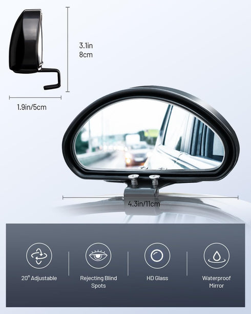 Blind Spot Mirrors, Adjustable Car Auxiliary Universal Wide Angle Mirror for Universal Cars, Screw Fixation...