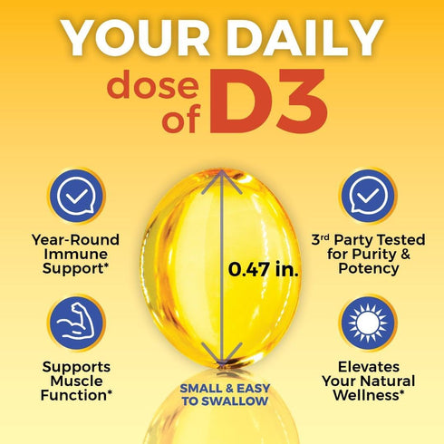 Viva Naturals D3 Vitamin 5000 IU Softgels (125 mcg), 360 Softgels - High Potency Vitamin D Supplements for Healthy Immune Function, Bones & Muscle...
