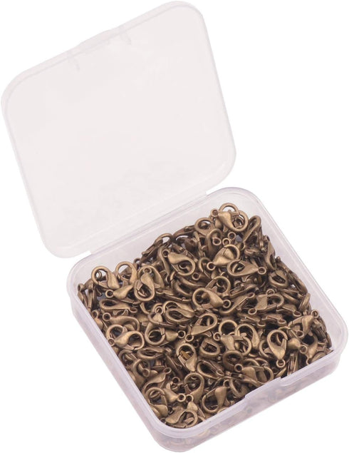 YAKA100pcs Alloy Lobster Clasps Clip DIY Necklace Jewelry Finding Making Accessories Fastener Hook (Antique Bronze, 12x7mm/0.47x0.27inch)...