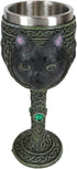 Ebros Wicca Mystical Witching Hour Black Cat Wine Goblet 7oz Feline Cats Celtic Wine Knotwork Beverage Chalice Goblet Cup With Green Gems...