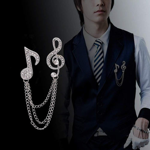 2 Pack Men's Music Note Mark Brooch Lapel Pin Badge Hanging Chains Collar Brooches Pin for Career Suit Tuxedo of Shirts Tie Hat Scarf for Boyfrien...