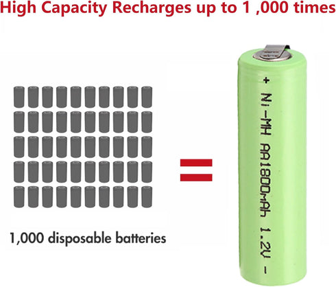 5 x NiMH 1.2v AA 1800 mAh Electric Shaver Rechargeable Battery With Solder Tabs...