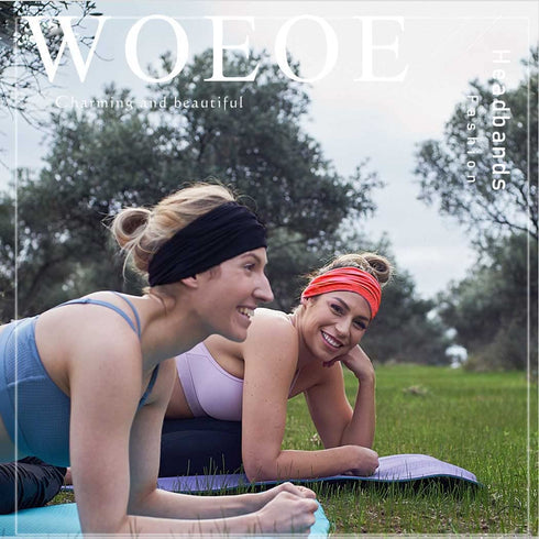 Woeoe African Headbands Knotted Hairbands Black Yoga Sport Head Wraps Wide Elastic Head Scarf for Women and Girls (Pack of 4)...