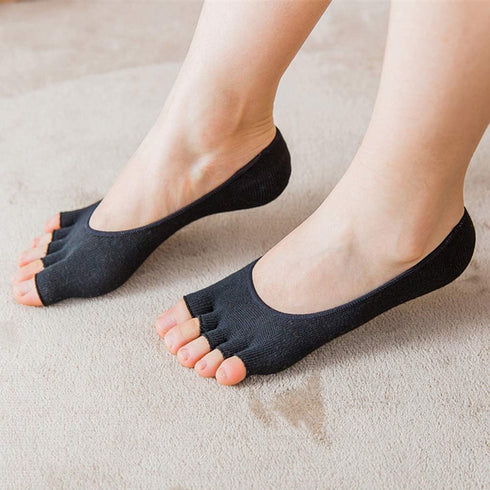 Angzhili 2 Pair Women Ladies Summer Peep Toe Socks Open Toe Socks Invisible Liner Fashion Breathable Open-Toed Liner Socks No Show with Nonslip He...