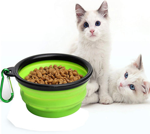 LINGYU Collapsible Dog Bowl, Silicone Foldable Expandable Cup Dish, for Pet Dog/Cat Food Water Feeding Portable Travel Bowl - Green...