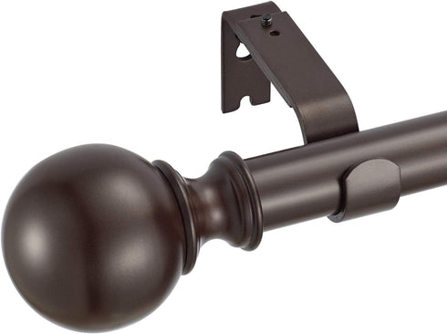 Kemmie 1" Classic Window Curtain Rod with Round Finials Simple Single Telescoping Drapery Rod, 36-72", Bronze...