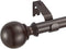 Kemmie 1" Classic Window Curtain Rod with Round Finials Simple Single Telescoping Drapery Rod, 36-72", Bronze...