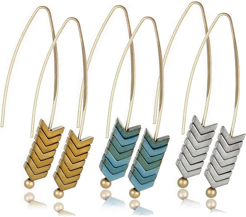 MengPa Boho Drop Earrings for Women Trendy Bohemian Dangle Earring Set Unique Arrow Fashion Jewelry Gold&Silver&Green 4577ABC...