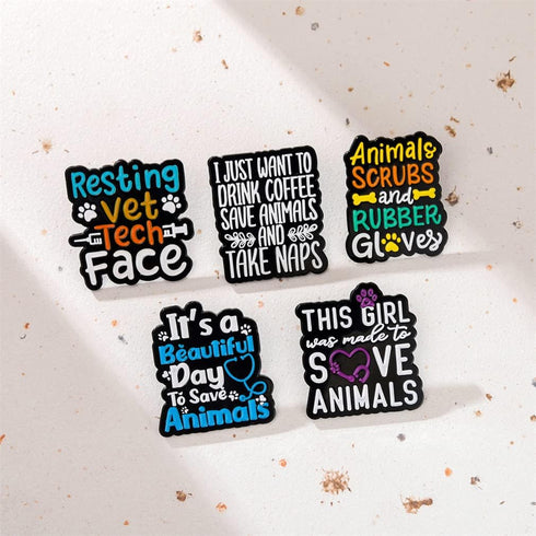 Positive Quotes Brooch Badge Protect Animal Theme Brooch Creative Brooch Colorful Letter Phrase Metal Badge Drip Oil Hard Enamel Pin Fashion Cloth...