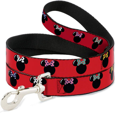 Buckle-Down Pet Leash - Minnie Mouse Silhouette Red/Black/Polka Dot - 4 Feet Long - 1/2" Wide...