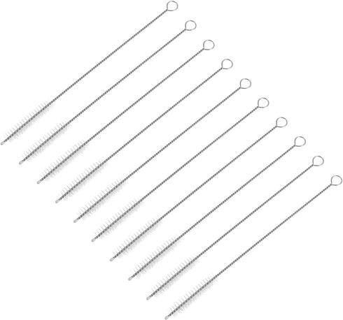 uxcell 10Pcs Straw Cleaner Brush, 8 Inch Nylon Tube Pipe Cleaners, Stainless Steel Long Straw Brush for Drinking Straw, Bottle, Tube, Cup, Clear...