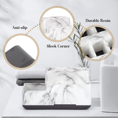 Toothbrush Holder,Bathroom Organizer Countertop, 5 Compartments Multifunctional Storage for Cosmetic, Makeup, Office Stationery Pencil,Toothpaste,...