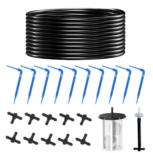 Solar Drip Irrigation Kit Accessories, 32.8FT Solar Powered Auto Easy DIY Irrigation System Expansion Kit with Anti-Siphoning Device for Balcony P...
