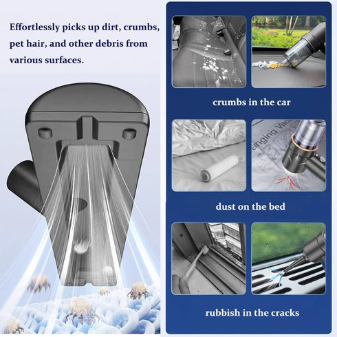 9000PA Handheld Vacuum Cordless, Portable Car Vacuum with LED Light, Mini Car Vacuum Cleaner, Black Hand Vacuum with Low Noise for Car, Home, Offi...