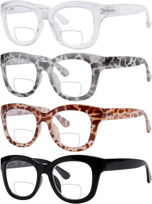 Eyekepper 4-Pack Large Frame Bifocal Reading Glasses Women Bifocal Readers +2.50...