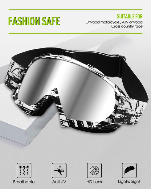 Dirt Bike Goggles Motorcycle Gear ATV Riding Motocross Dirtbike 4-Wheeler Goggles Accessories Ski Goggles Fit Over The Glasses UV400 Protection Du...